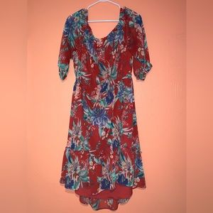 Floral 1X high-low dress